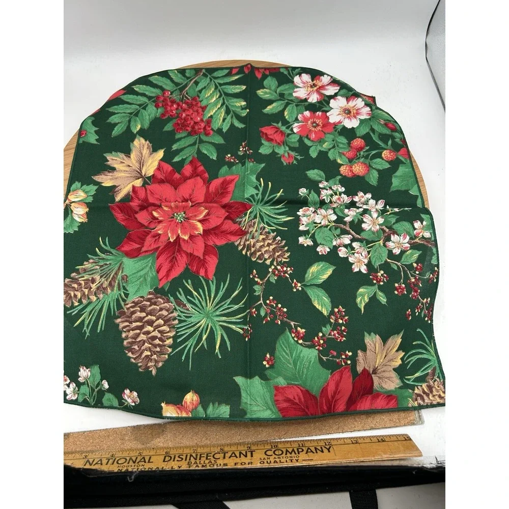 Holiday Botaical Napkins Christmas Winter Poinsettia Pine Cones Berries‎ 16x17